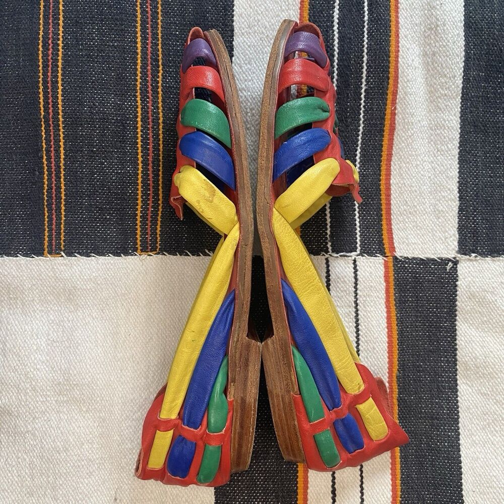 Vintage Hokus Pokus Leather Slip On Sandals. Rare. Size 8 M. Made In Brazil. - Picture 3 of 8